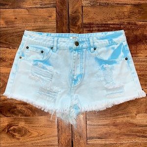 blue denim jean shorts